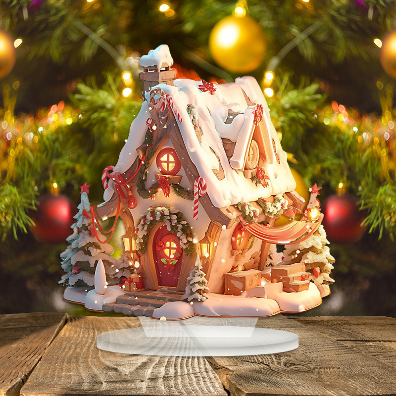 跨境爆款圣诞节灯光雪屋亚克力标牌励志桌面摆件牌家庭装饰送人摆