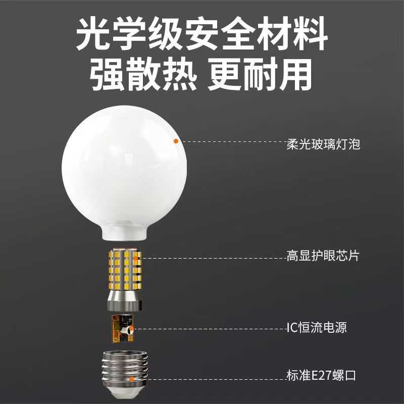 lámpara led hogar ahorro de energía e27 bombilla de tornillo de vidrio superbrillante bombilla de bola de dragón espejo delantero ojo suave bombilla de bola de dragón