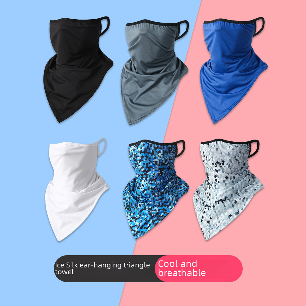 Sharetour Cycling Neck Gaiter with Ear Loops, Breathable Summer Neck Sun Protection Triangle Scarf, Uv Protection Ice Silk Mask