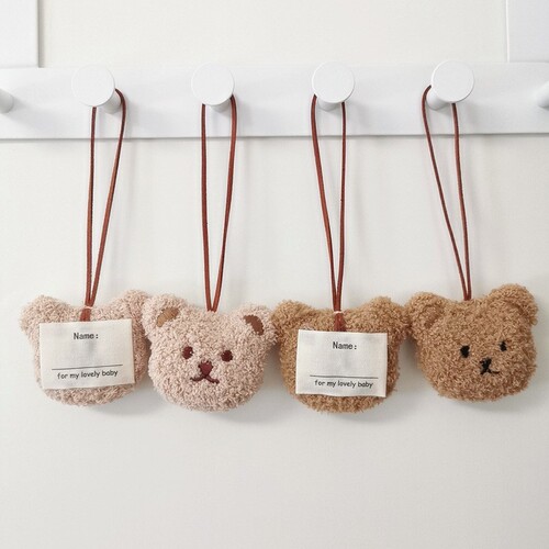 Korean ins style bear head name tag doll school bag pendant kindergarten baby child name hanging doll pendant