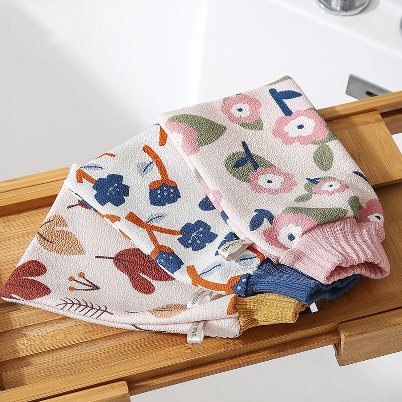 Полотенце для ванны с принтом оптом для домашнего использования женщинами, легкое двустороннее растирание спины, безболезненное растирание, банное полотенце для серой кожи, перчатки для грязевого растирания