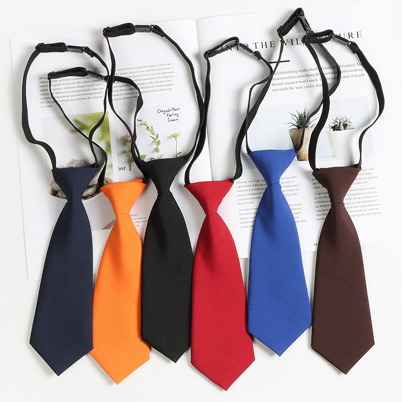 Solid Color Children's Small Tie School Kindergarten Lazy No-Hit School Uniform Shirt Accessories Black Red Group Performance