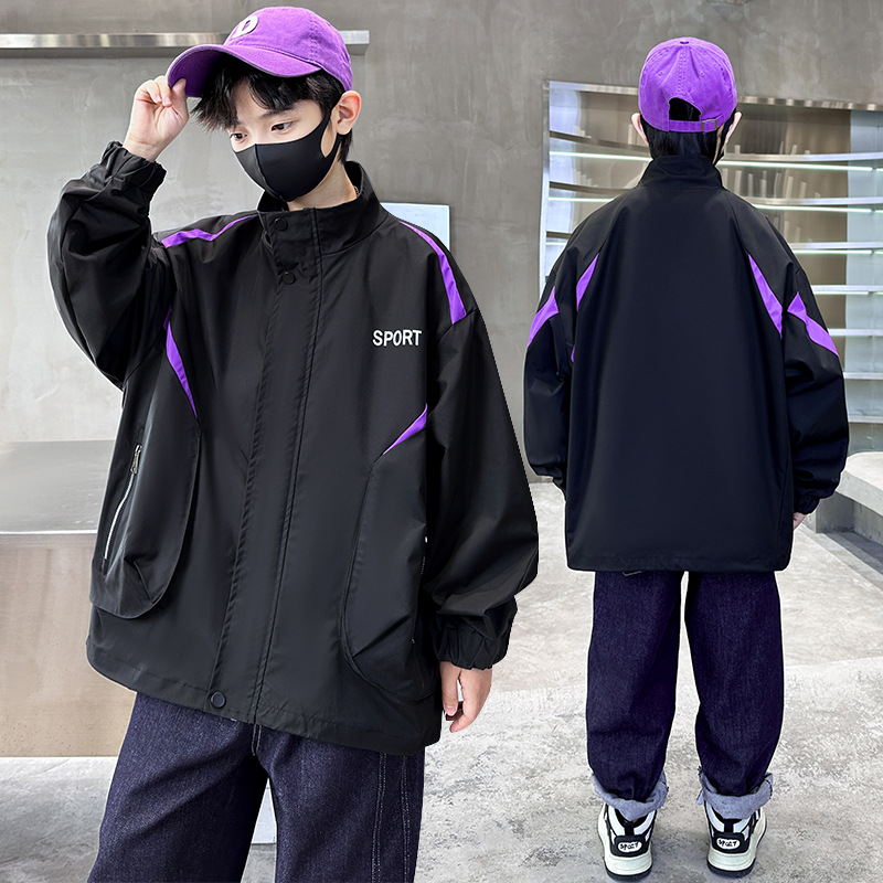 Jungenmantel 2024 Neuware, Windjacke im Mid-Spring-Herbst-Stil, robuste und hübsche Kinderjacke mit großen Taschen,_voghion.com