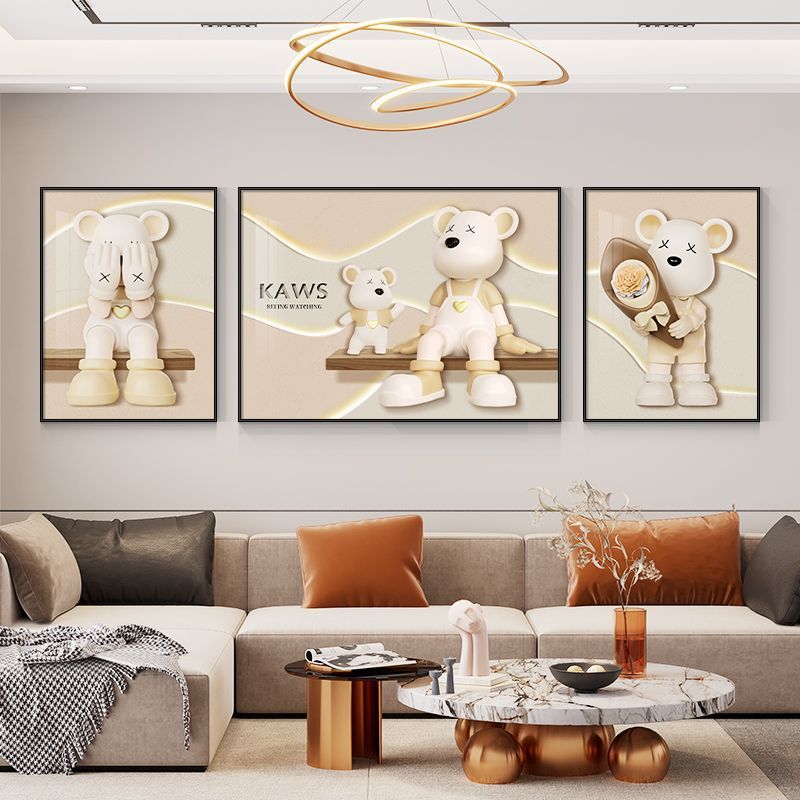 暴力的なクマの装飾画ソファ背景壁画リビングルームの絵画トレンディなブランド壁画モダンなシンプルなライト高級感吊り絵画|undefined