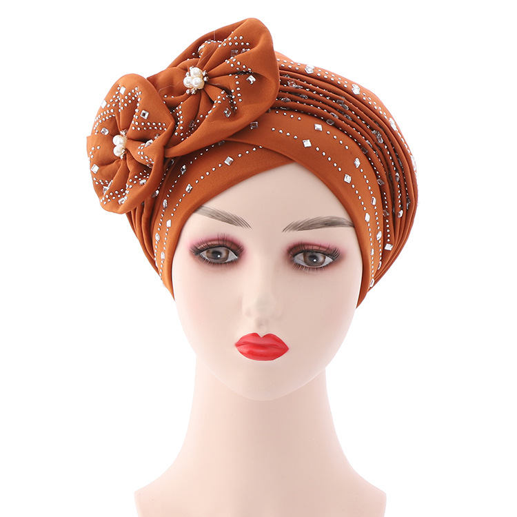 Women's Retro Flower Imitation Pearl Rhinestone Nationality-featured Cap display picture 3