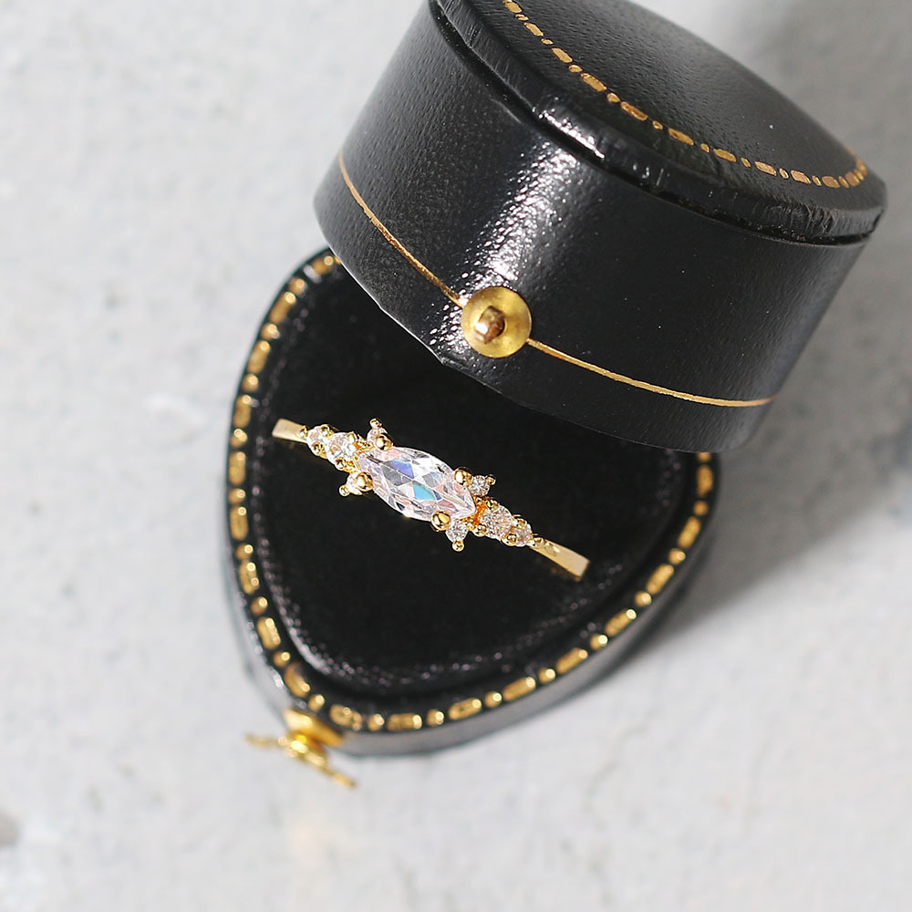 Modern Style Geometric Copper Inlaid Zircon Rings