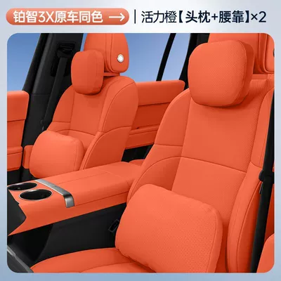 of Car Interior Decoration Supplies, Headrest - vibrant-orange-headrest-lumbar-support-four-piece-set-for-main-and-passenger-seats-platinum-3x