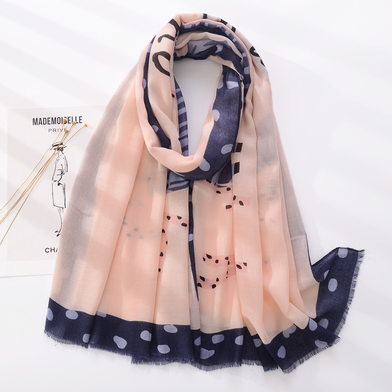 Primavera y otoño Resumen pintado a mano cebra animal patrón estilo coreano algodón y lino bufanda versátil largo protector solar bufanda