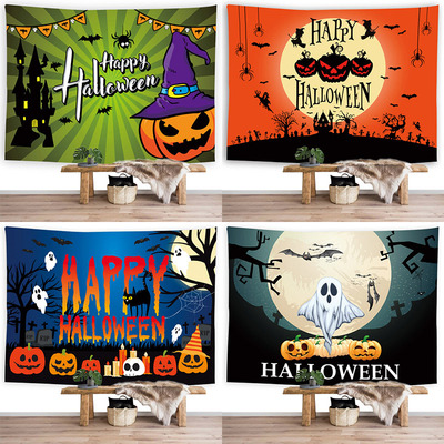 新款跨境万圣节挂毯卧室客厅墙壁装饰背景布|ru