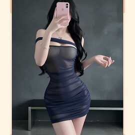 金梭织趣情趣内衣性感透视紧身包臀裙露肩轻薄火辣诱惑连衣裙8165
