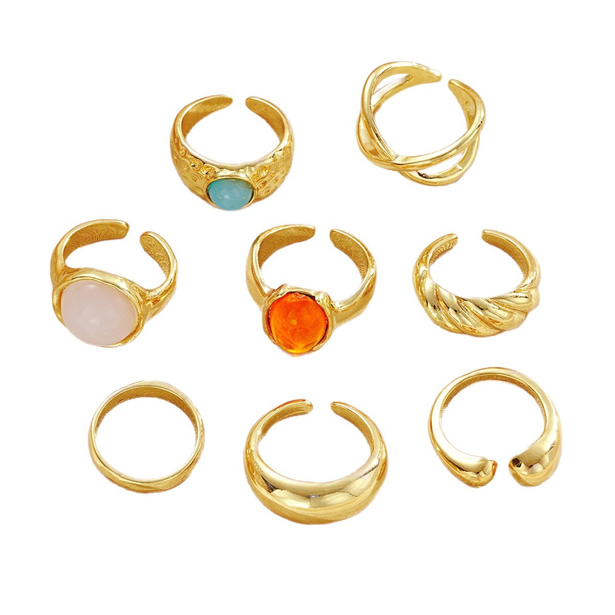 Stackable Ring Set For Women 8-piece Vintage Bohemian Style Rings_voghion.com