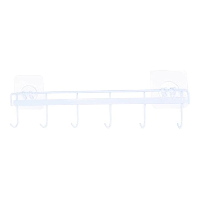 Gancho de seis piezas de hierro cocina fuerte gancho pegajoso baño doméstico sin perforar Gancho de fila de 6 piezas para colgar en la pared gancho adhesivo sin costuras