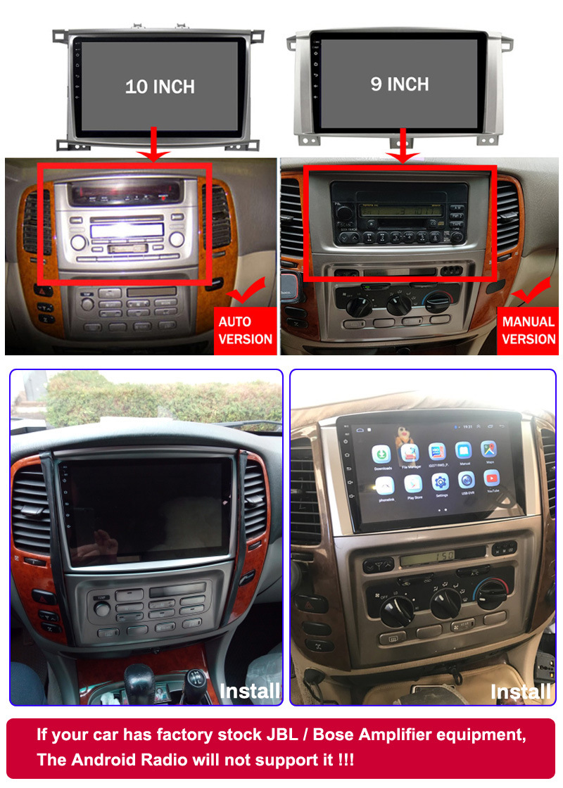 Suitable for Toyota 02-07 Lc100 Cruiser Large-Screen Navigation Carplay In-Car All-In-One Wireless Device