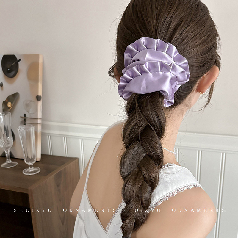 Francés punto de onda gris negro arco de bolas de cabello de bolas de cabello de alta elasticidad correa de cabello joyas de cabello