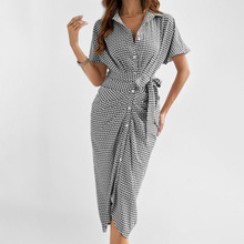 2025亚马逊春季新款欧美跨境女装时尚优雅绑带V领简约款连衣裙