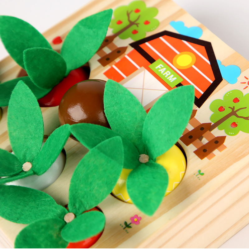 Rábano de granja de diversión de madera transfronteriza tirando de juego de empalme cognitivo juego de escritorio juguetes educativos de educación temprana para niños