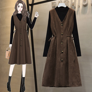 Осенний трикотажный лонгслив, шерстяное пальто, корсет, платье, комплект, большой размер, коллекция 2021