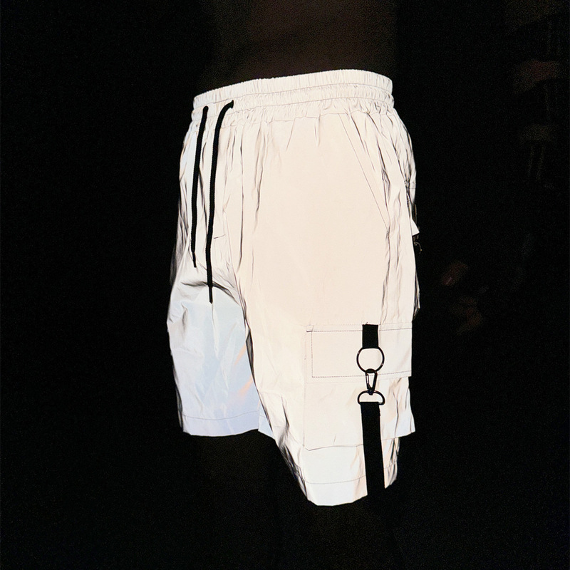 Summer Men's Multi-Pocket Webbing Trendy Reflective Cargo Shorts Men's Loose Sports Casual Five-Point Pants Wholesale