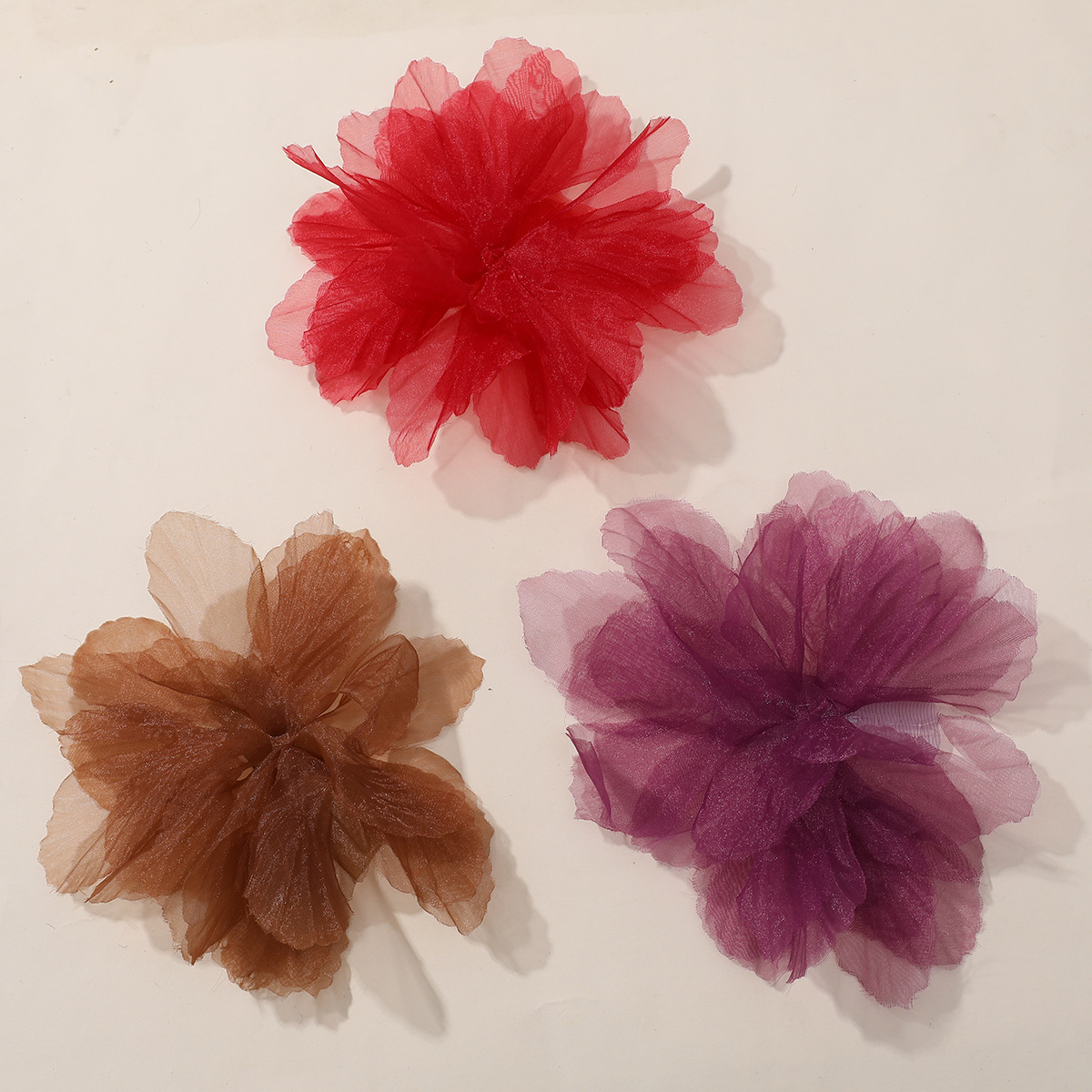 韓系純欲風歐根紗網紗花朵diy手工氣質漢服飾品髮夾服飾輔料配件