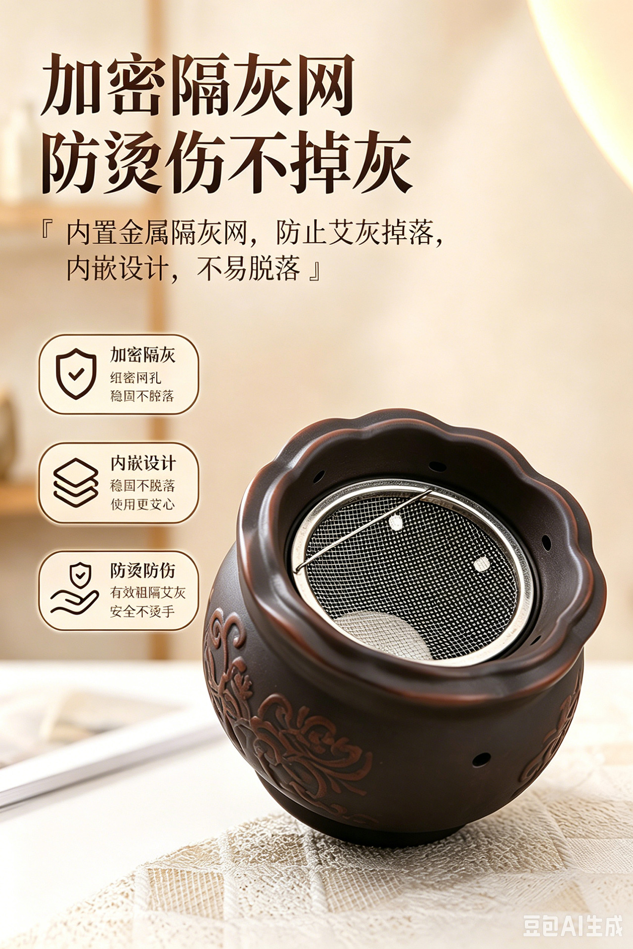 Fire Dragon Moxa Jar Bian Stone Gua Sha Massage Moxibustion Tool with Lotus Rim Home Use Set quality and texture