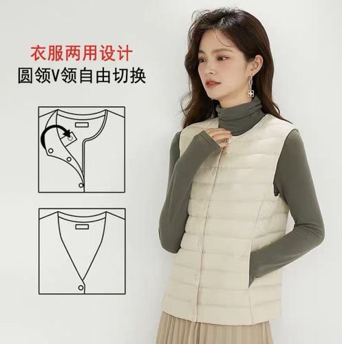 New style thin down jacket vest for women, warm and slim fit inner, lightweight white duck down vest, inner liner and waistcoat
