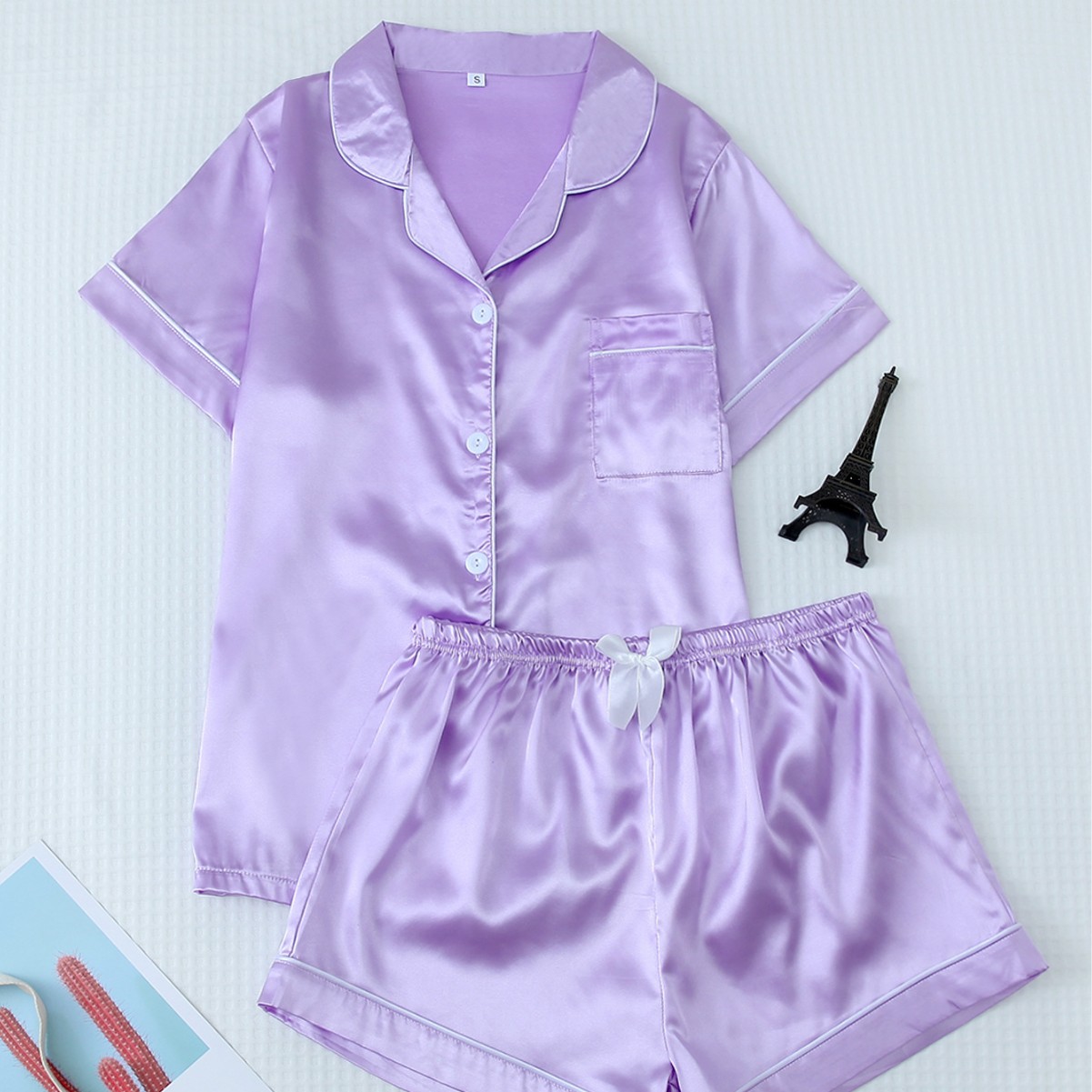 Transfronterizo Europa y América Amazon Xyintemu primavera y verano pijamas de mangas cortas para el hogar de mujeres color multicolor ropa para el hogar