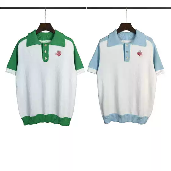 Factory Direct European Style Casaman Knit Polo Shirt with Contrast Pattern, Unisex Short Sleeve Top for Cross-Border US & EU Markets