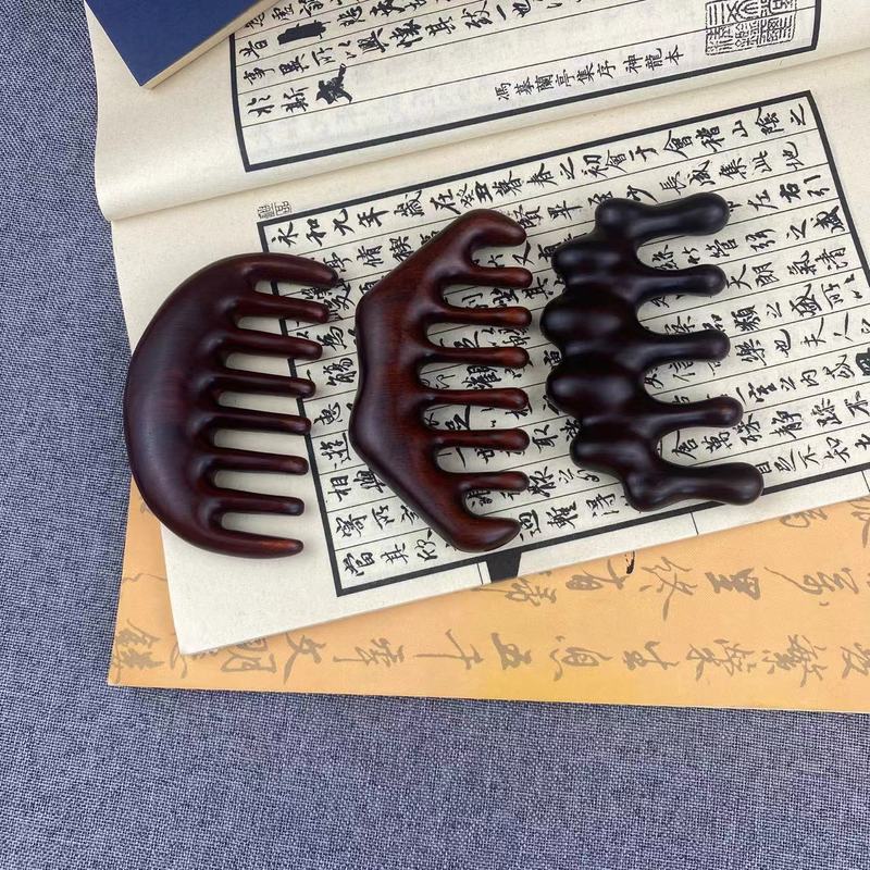 【一件代发】正宗紫檀木多齿五指按摩梳经络梳头部疗颈部刮痧宽齿|undefined