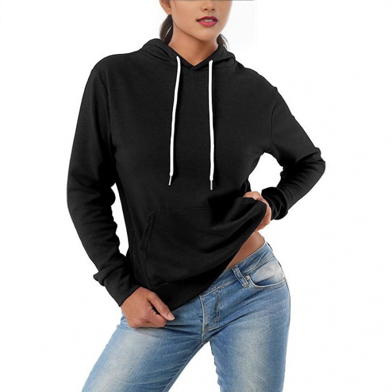 2025 Cross-Border Women's Essential Pullover Hoodie Lightweight Long-Sleeve Comfortable Sweatshirt