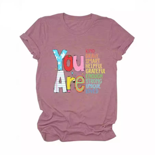 FluentInfoWellLanguage Western and Eastern Style Casual T-Shirt for Women, V-Neck Summer Comfort Short Sleeve Fashion