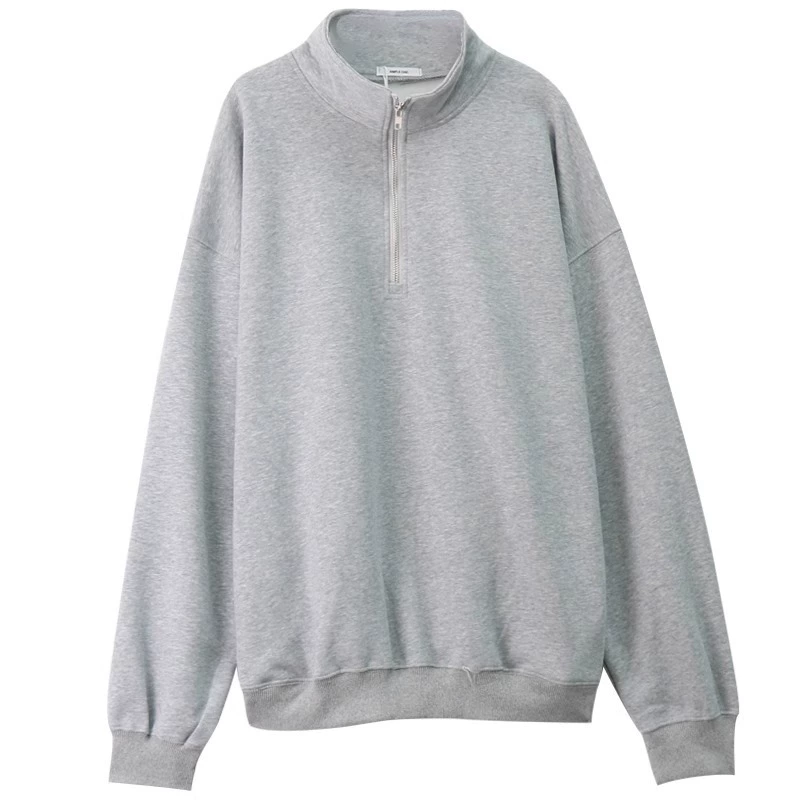 Свитшот-куртка для детей,Oversize ворот Polo, американский стиль, средняя длина, осень (серый)