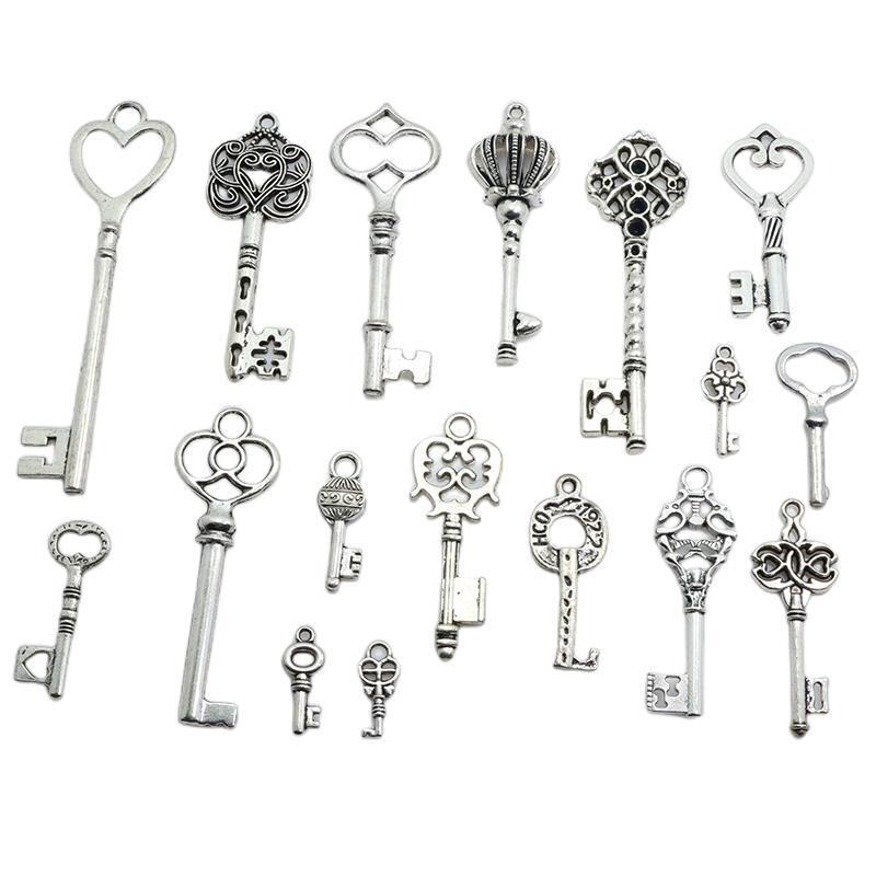 Amazon transfronteriza 50g bricolaje vintage clave decoraciones mixtas accesorios tamaño clave colgante
