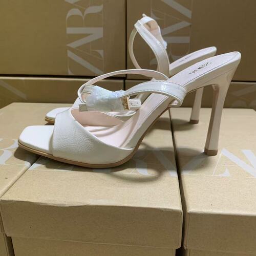 ZA Home Women's Shoes 2025 Summer New Products Spandex High Heel Thin Heel Women's Shoes Fish Mouth Back Tie High Heel Shoes