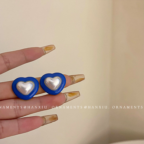 Silver Needle Love Flower Geometric Irregular Earrings Internet Celebrity Fashion Design Earrings Korean Retro Pearl Earrings