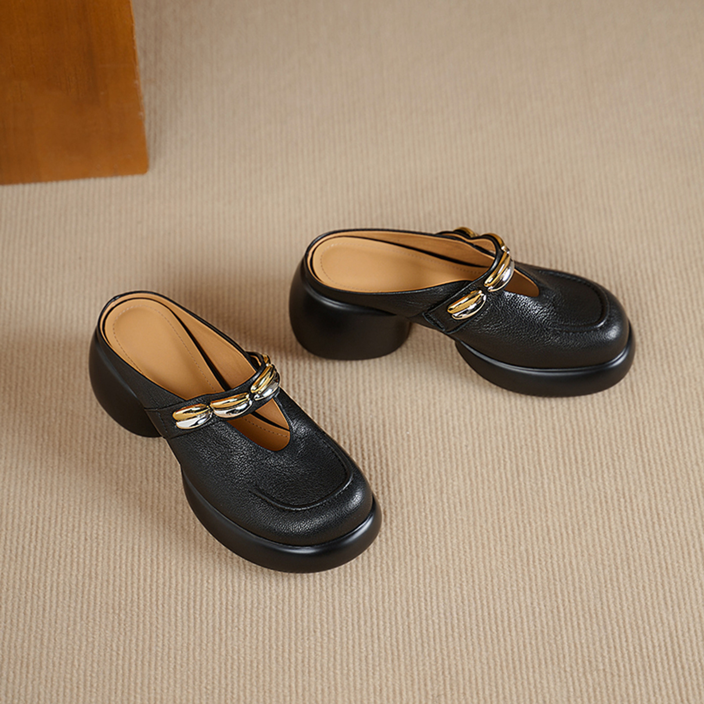 Dép sandal cao gót nữ mũi kín gót hở đế dày 7 cm — đen chi tiết 21
