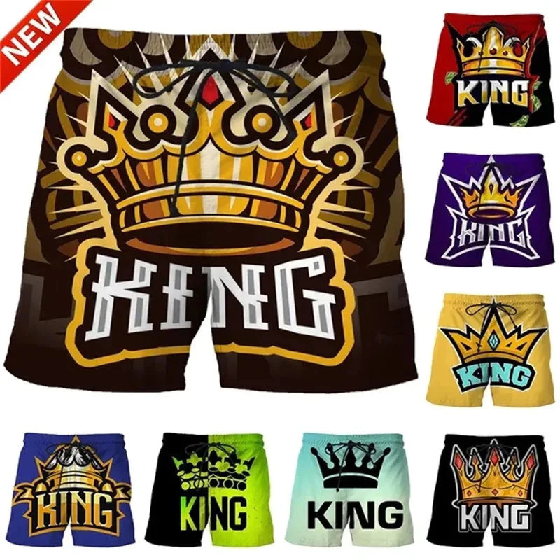 King Letter Graphic Shorts Men's 3D Printed Bodybuilding Shorts Men's Gym Shorts Men's Daily Sports Elastic