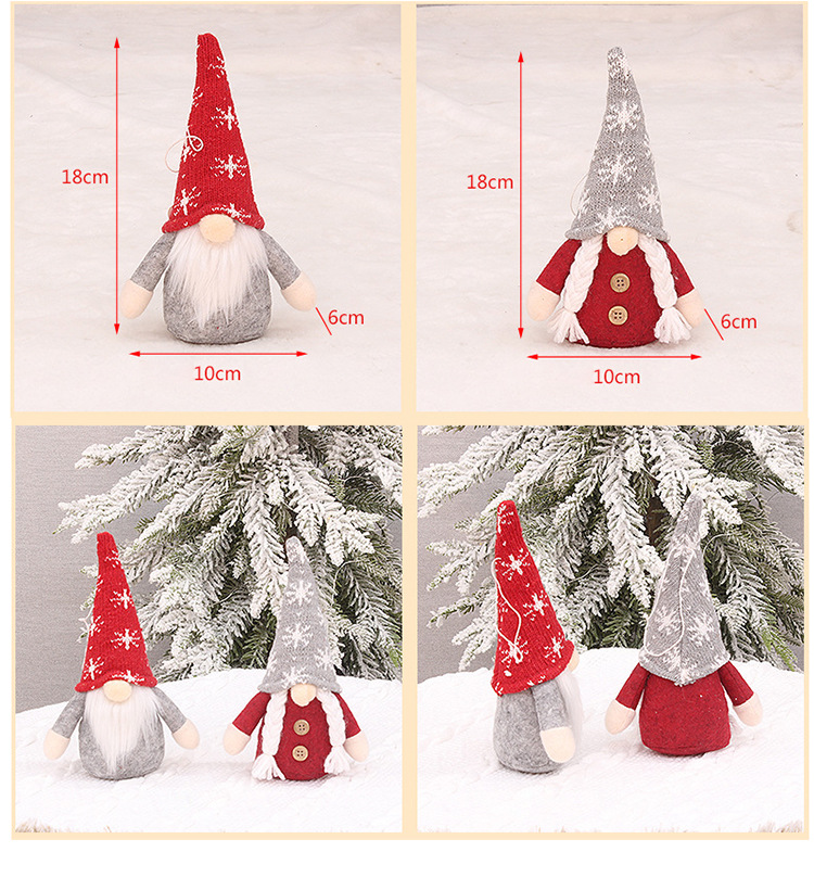 Enfeite de Papai Noel sem rosto com gorro de tricô, decoração para pendurar na árvore de Natal, estatueta de madeira feita à mão para decoração festiva em casa e para presentear._voghion.com