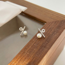 100%的爱S925纯银耳钉女耳环小众设计百分比符号贝珠珍珠锆石耳饰