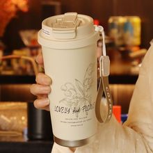 双饮保温杯女士高颜值不锈钢陶瓷随行吸管杯咖啡杯男办公水杯子