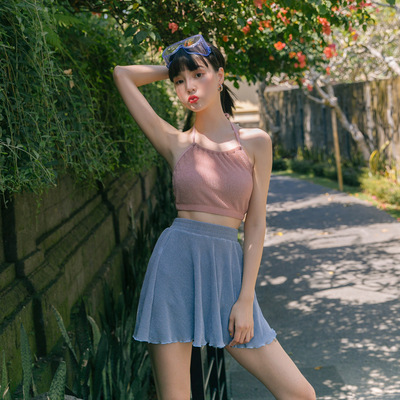 fresh Swimsuit Fission Skirt Three 2021 new pattern conservative the republic of korea lovely girl ins Wind