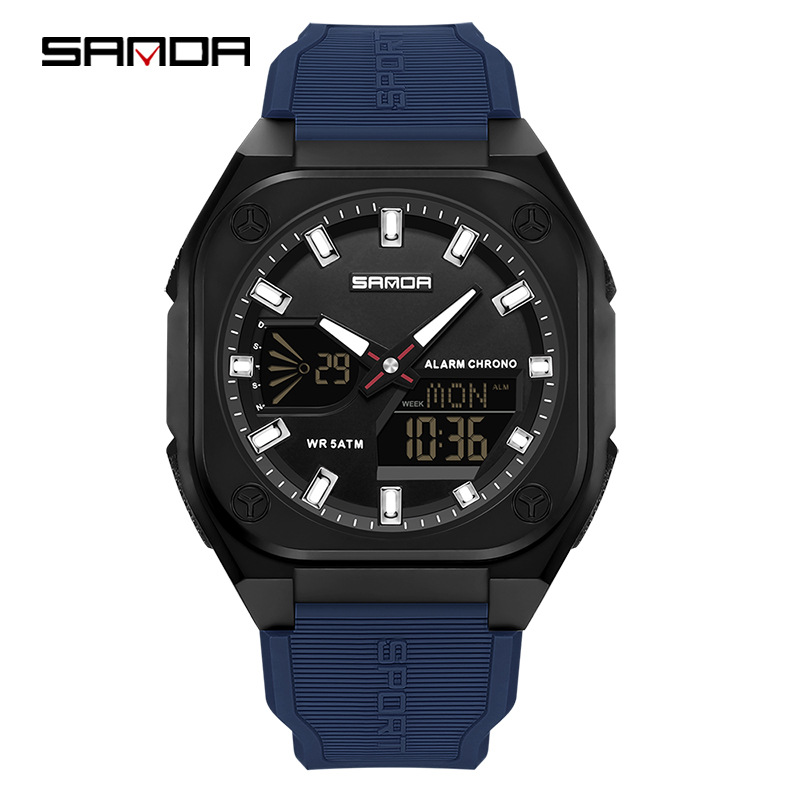 SANDA Sanda 6268 horario de verano despertador impermeable reloj electrónico para estudiantes sincronizados reloj deportivo de luz nocturna multifuncional