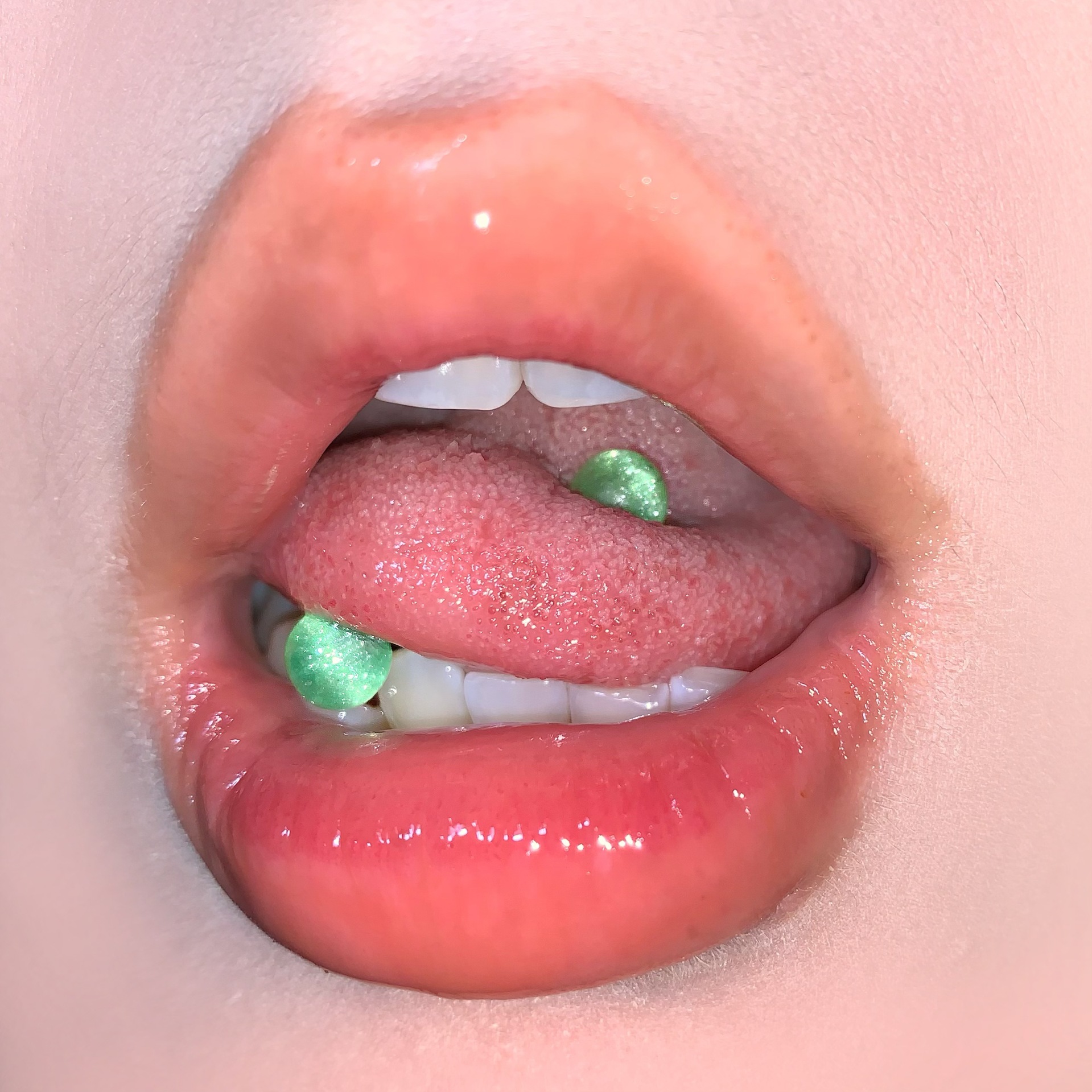 Labret stud lip piercing jewelry styling detail