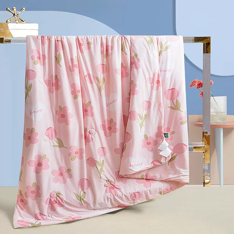 Летнее одеяло из прохладного шелка с мороженым, летнее одеяло с кондиционером, одинарное и двойное летнее одеяло из ледяного шелка, тонкое одеяло с сердечками, можно стирать в машине