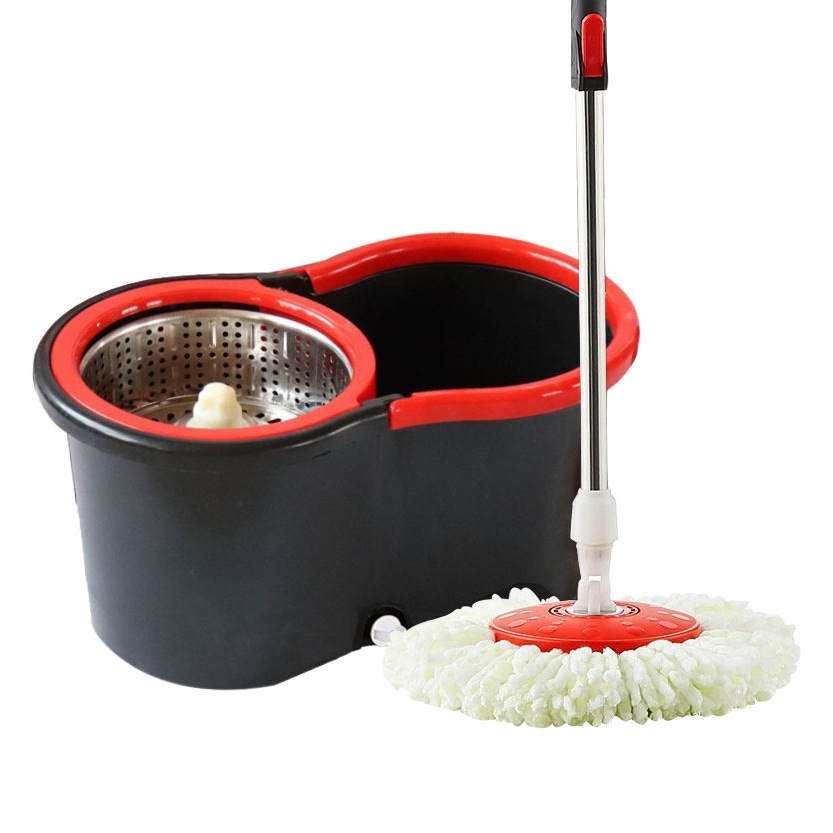 Fregona giratoria con cubo de doble presión, manual, húmedo y seco, doméstico y comercial