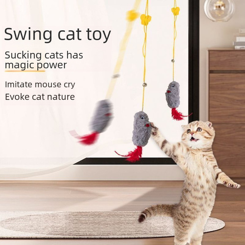 Cat toy hanging elastic barking rat simulation door hanging cat funny stick cat toy swing self-entertainment