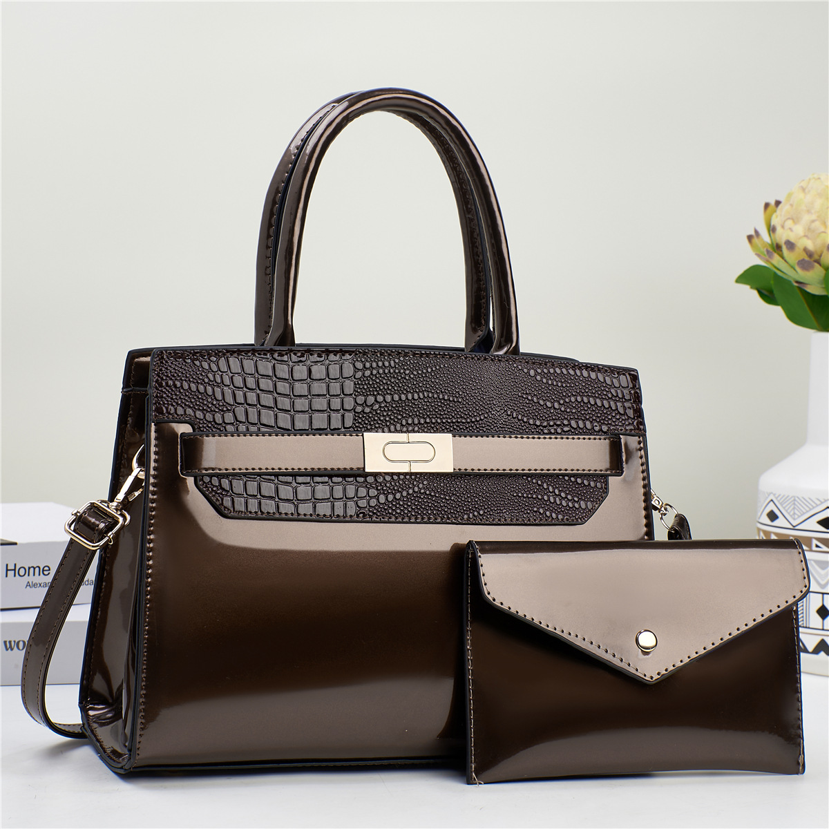 Fábrica de alto grado elegante todo fósforo hombro bolsa de mensajero de gran capacidad bolso de las mujeres de moda bolso de la madre de mediana edad