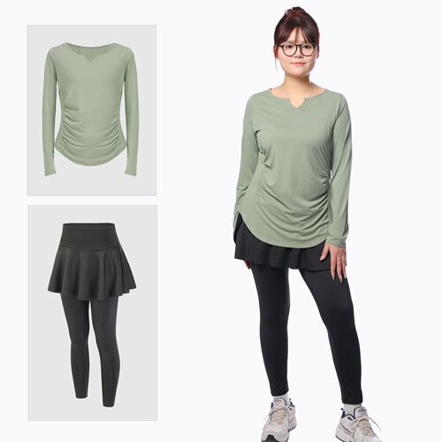 Women's Oversized Yoga Top, Moisture-Wicking and Breathable, V-Neck, Long Sleeve, Folded Waist Shaping, Slimming Fitness T-Shirt