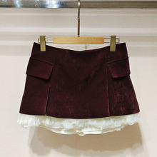 深圳南油2025冬女装XRJ6Q04D网纱拼接高腰口袋蓬蓬裙短裙S250984