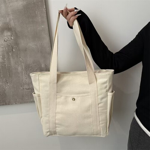Large Capacity Canvas Tote Bag for Work and Outing, High-Quality, Commute-Friendly, Versatile, Literary Student Style Shoulder Canvas Bag