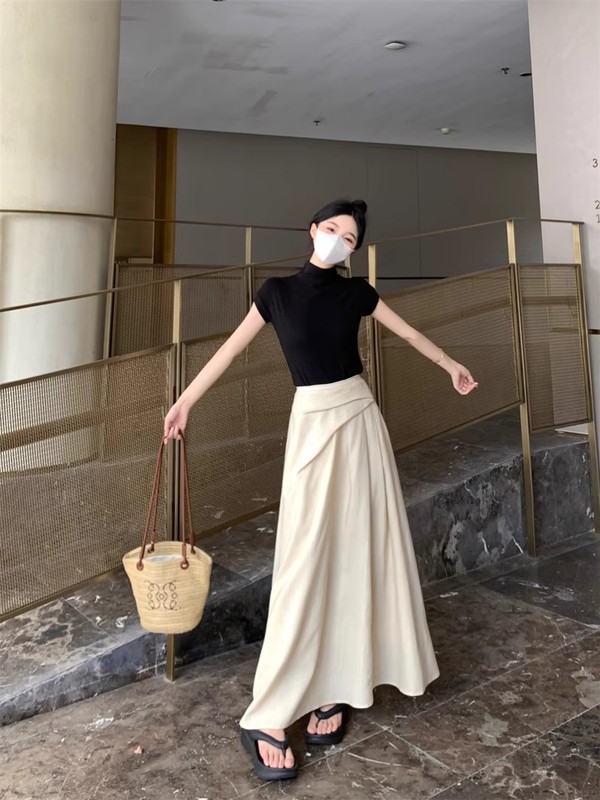 大码时尚微胖MM高腰A字半身裙加长版a字裙半身裙女装初夏季遮胯|undefined
